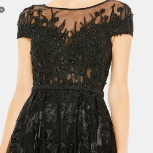 Embellished Floral Cap Sleeve A Line Gown